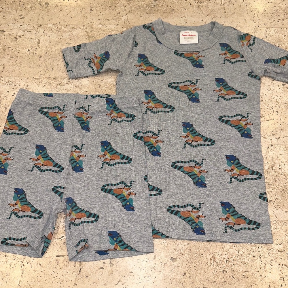 Kids Hanna Andersson Pajama Shorts Set | size 8 | Lizard print